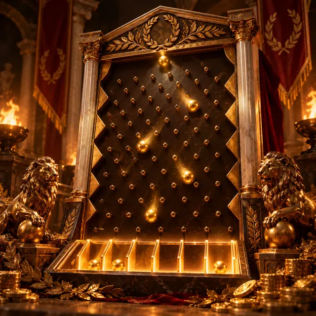 Plinko-bord met gouden ballen in Romeinse stijl